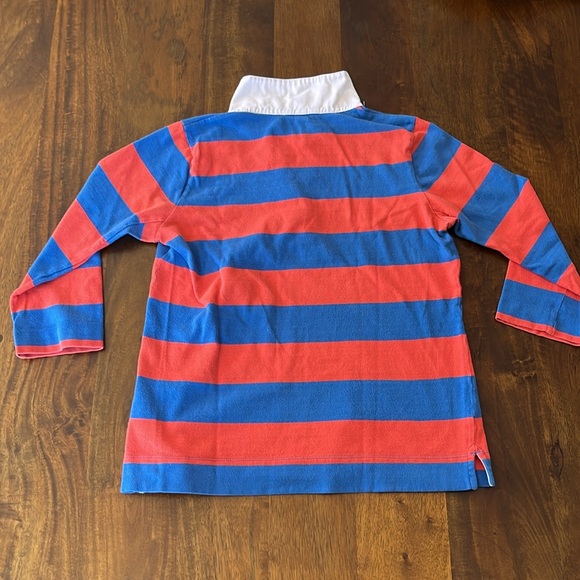 Lands’ End Canvas Rugby Stripe Shirt in Orange and Blue - Picture 2 of 6